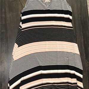 Striped Black and Cream Sleeveless Dress